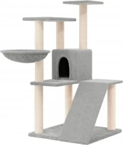 La Dolce Vita – Kattenmeubel Met Sisal Krabpalen 94 Cm Lichtgrijs