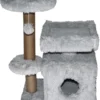 Topmast Krabpaal Fluffy Langhaar – Malmö – Grijs – 72 X 39 X 87 Cm – Made In EU – Krabpaal Voor Katten – Met Kattenhuis – Sterk Sisal Touw