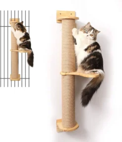 Kattenkrabpaal Wandgemonteerd Rubber Hout 93 Cm Groot