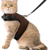 Kattentuigje Met Leiband Riem Kattenharnas Bruin Maat M Kat & Kitten – Dieren Kattenriem – Cat Leash – Halsomvang 20 Tot 26cm – Borstomvang 30 Tot 34cm – Zootic®