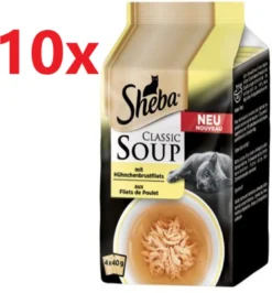 Sheba – Classic Soup Kip – Kattenvoer Multipack – 10 Verpakkingen Van (4x40g)