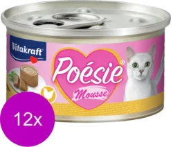 Vitakraft Poésie Mousse Blikje 85 G – Kattenvoer – 12 X Kip