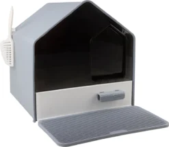 MaxxPet Kattenbak – Kattentoilet Incl. Schep En Kattenbakmat 46x41x46cm – Grijs