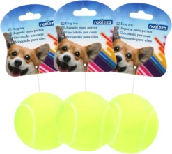 Nobleza Tennisbal – Hondenspeelgoed – Piepspeelgoed – Apporteerspeelgoed – Hondenbal – Speelbal Hond – Bal Hond – Tennisballen Voor Honden – Vinyl – Geel – 3 Stuks