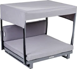 Greemotion Hondenbed Met Zonnedak – Honden Ligbed Wasbaar – Hondenstretcher Makkelijk Betreedbaar – Grijs/4.9KG