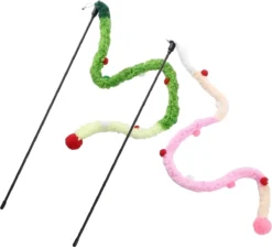 2 Stuks Kattenhengel Met Pluche En Belletje – Kattenspeelgoed – Kattenspeeltje – Speelgoed Hengel Voor Kat
