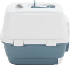 VidaXL Kattenbak Met Deksel 58x45x48 Cm Polypropeen Wit En Blauw