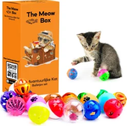 Allerion Kattenspeelgoed Balletjes Set – Katten Speeltjes Intelligentie – 42-delig – Plastic Balletjes – Verschillende Vormen En Kleuren