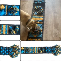 Snuffelmat Voor Honden En Katten. Snuffelmat Maat XL In De Kleuren Antraciet/petrol/oker. Hersenwerk Voor Huisdieren. MadeByShuko. Snuffelkleed-Speelkleed-Voerkleed-Hondenpuzzel-Voerpuzzel-Slowfeeder-Intelligentie Speelgoed Voor Hond En Kat