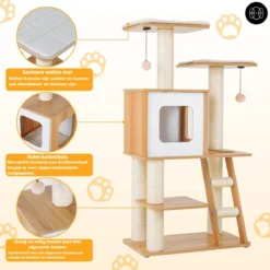 Boze® Krabpaal – Krabpaal Voor Katten – Kattenmand – Hout/Wasbaar