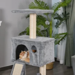 Medina Regalia Katten Krabpaal – Grijs – Spaanplaat, Pluche, Sisal – 23,62 Cm X 19,29 Cm X 51,18 Cm