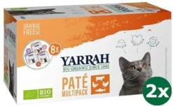 Yarrah Organic Kat Multipack Pate Zalm / Kalkoen / Rund Kattenvoer 2x 8×100 Gr NL-BIO-01