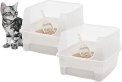 Dienblad, Kunststof Toilet Met Handvat En Schop, B48, 5 X D38 X H30 Cm, Set Van 2, Opstaande Randen, CLH-12, Wit