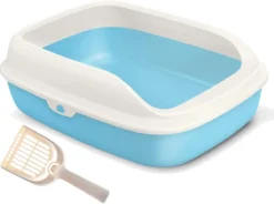 Kattenverzorging, Kattentoilet, Schaaltoilet, Kattenbakschaal, Open, Van Kunststof, Met Schep, Maat S, Blauw