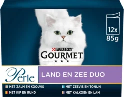 Gourmet Perle – Kattenvoer Natvoer – Land & Zee Duo Met Kip En Rund – 48 X 85 Gram