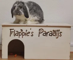 Konijnenhuis Gepersonaliseerd Met Eigen Naam Of Tekst – 50x25x25cm