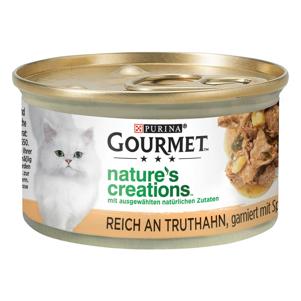 12x85g Nature’s Creations Mini Filets Kalkoen Met Spinazie & Pastinaak Gourmet Kattenvoer