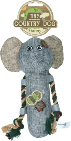 Country Dog Tiny Manny – Honden Speelgoed – Honden Speeltje Met Piepgeluid – Honden Knuffel Gemaakt Van Duurzame Materialen – Dubbel Gestikt – Extra Lagen – Voor Trek Spelletjes Of Apporteren – Grijs/Blauw – 25cm