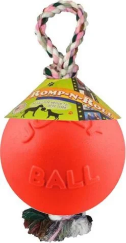 Jolly Ball Romp-n-Roll – Honden Speelbal Met Vanillegeur – Hondenspeelgoed Met Stevig Trektouw – Oranje – Ø 20 Cm