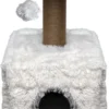 Topmast Krabpaal Fluffy Lima – Wit – 39 X 39 X 72 Cm – Made In EU – Krabpaal Voor Katten – Met Kattenhuis – Sterk Sisal Touw