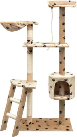 VidaXL Kattenkrabpaal Met Sisal Krabpalen 150 Cm Pootafdrukken Beige