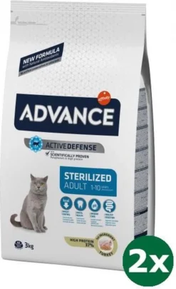 Advance Cat Sterilized Turkey Kattenvoer 2x 3 Kg