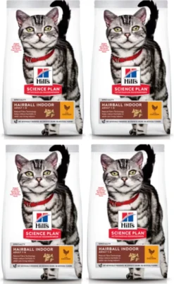 Hills 4x Hill’s – Feline Adult Hairball &i Ndoor Kip – Kattenvoer – 3kg