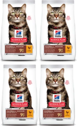 Hills 4x Hill’s – Feline Mature Adult Hairball & Indoor Kip – Kattenvoer – 1.5kg