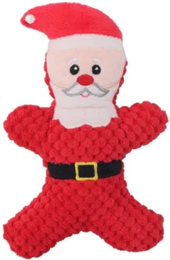 Hondenspeelgoed – Kerst – Katoen – Touw – Knuffel – Geluid – Stevig – Touw – Hond – Kerstmis – Kerstman – Rood – Groen – Blauw – 20 X 12 Cm