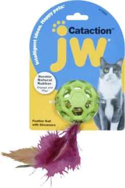JW Cataction Feather Ball With Bell Speelgoed Voor Katten – Kattenspeelgoed – Kattenspeeltjes