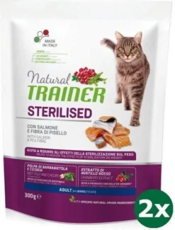 Natural Trainer Cat Sterilised Salmon Kattenvoer 2x 300 Gr