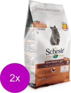 Schesir Cat Dry Sterilized-Overweight Kip – Kattenvoer – 2 X 1.5 Kg