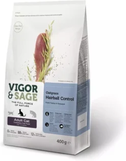 Vigor & Sage Kattenvoer Hairball Control Oatgrass 400 Gr